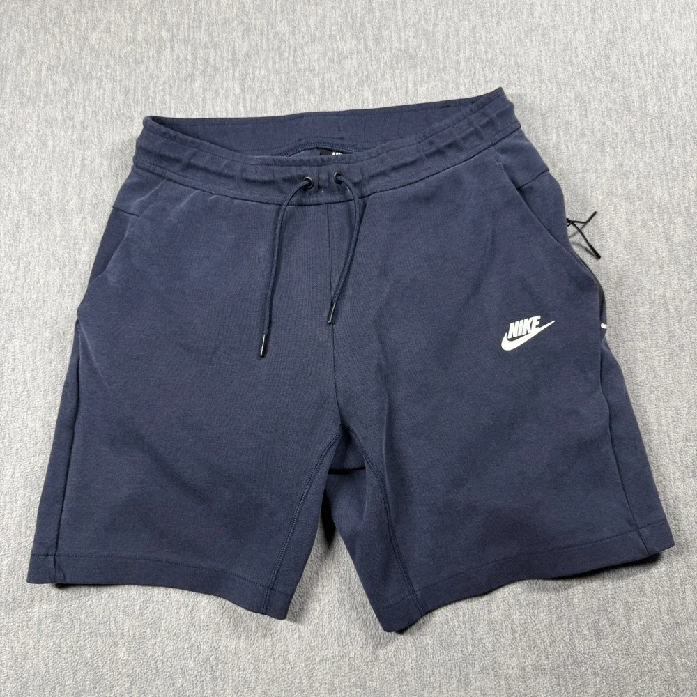 Nike Shorts Mens Small Blue Sportswear Tech Fleece Drawstring Athletic Gym Sweat
